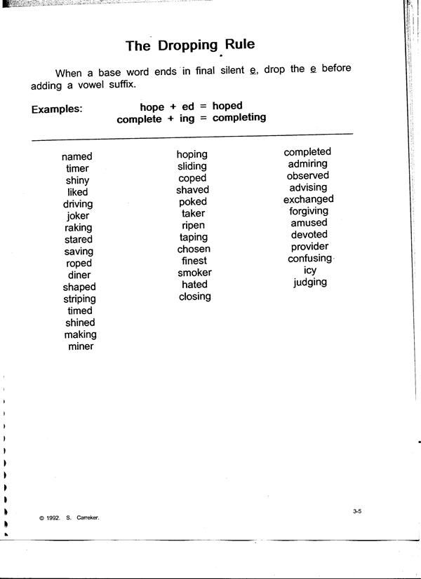 Sebald, Sarah - S.E. / The Dropping Rule for Spelling